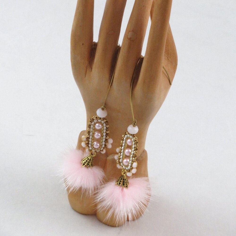 Baby pink fur earrings